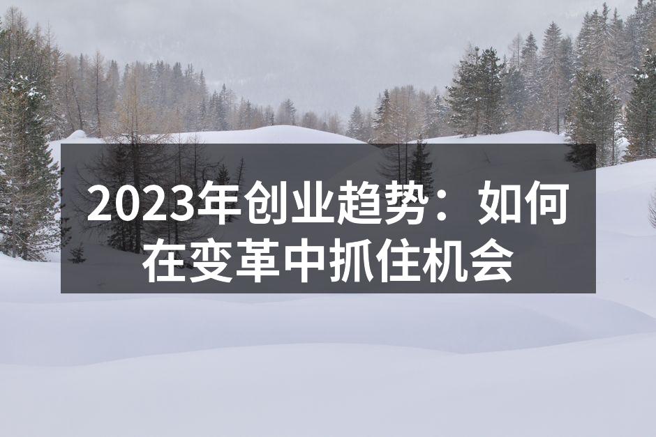 2023年创业趋势：如何在变革中抓住机会