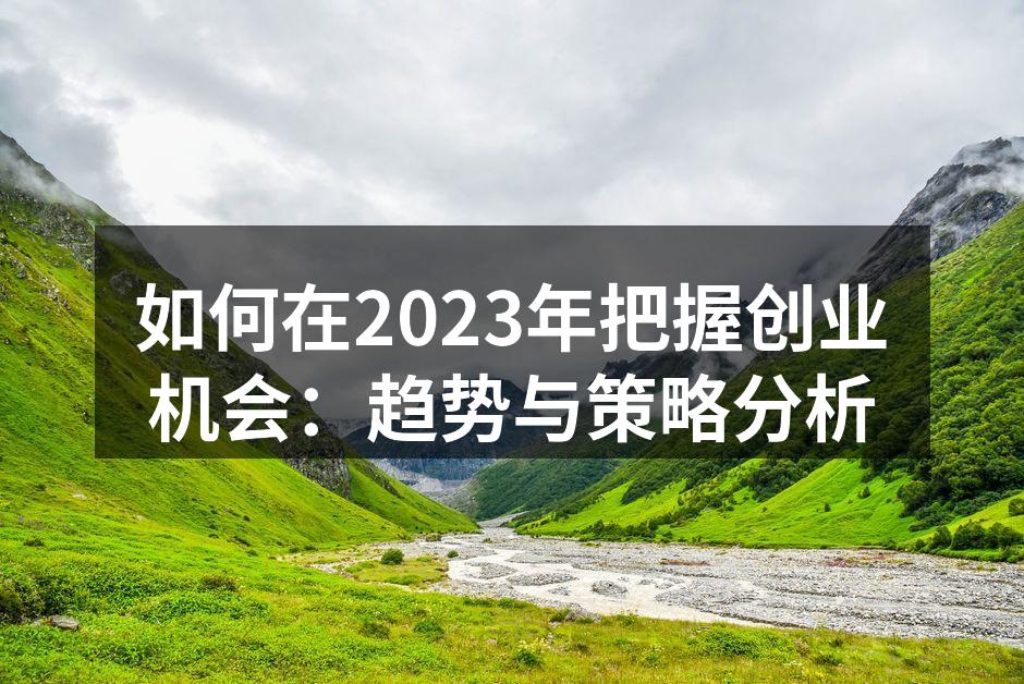 如何在2023年把握创业机会：趋势与策略分析